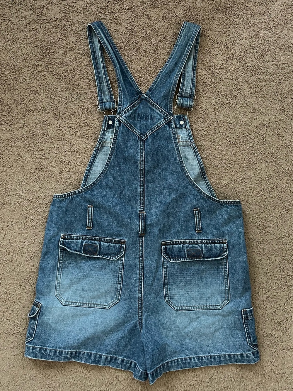 SO GSJC Juniors Blue Denim Short Overalls Romper size L 100% Cotton - Picture 2 of 4